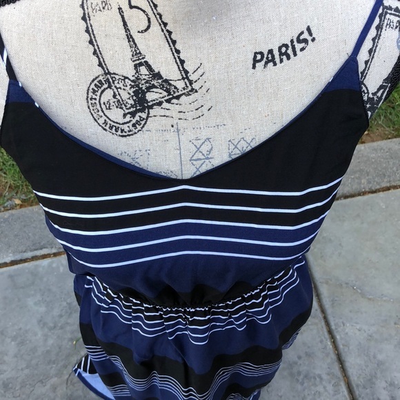 Old Navy Blue Black Maxi Side slit Sundress -M - Picture 5 of 7